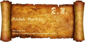 Radek Martin névjegykártya